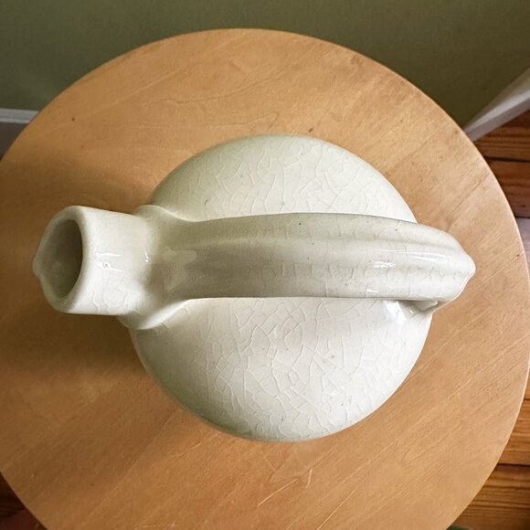 Vintage Green & White Crackle Ribbed Art Jug - Picture 2 of 3